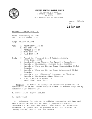 Usmc Meritorious Mast Template  Form