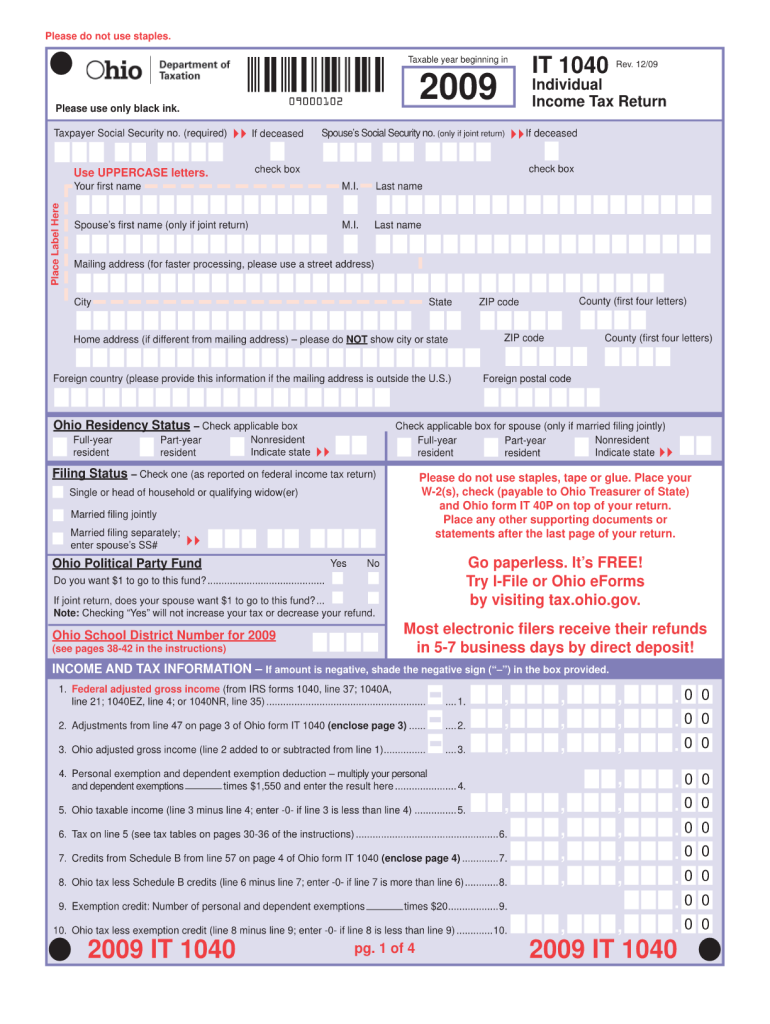  Ohio it 1040 Form 2019