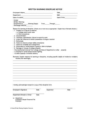 written warning template fill out and sign printable pdf template signnow