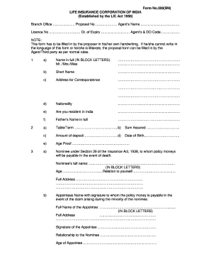 lic assignment form sample filled