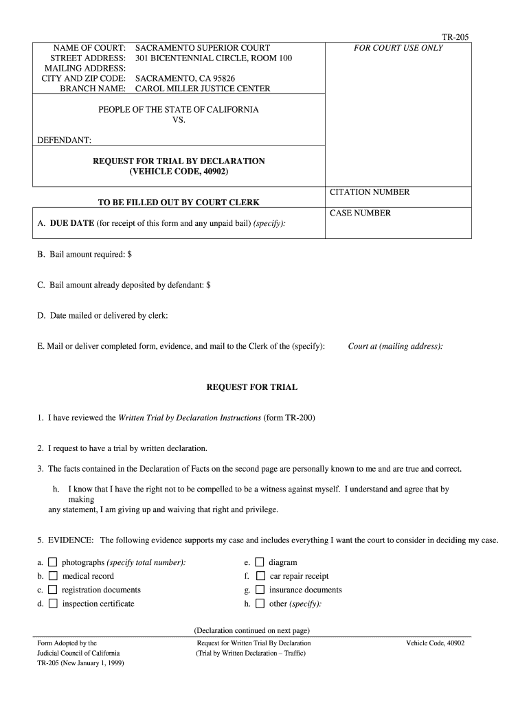 Trial by Declaration Form