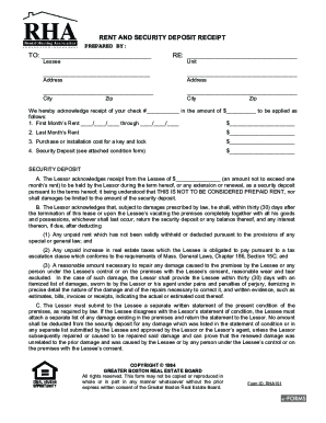 Rental Deposit Receipt PDF  Form