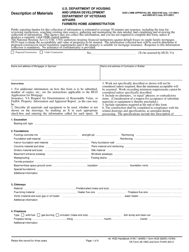 Description of Materials  Veterans Benefits Administration  Vba Va  Form