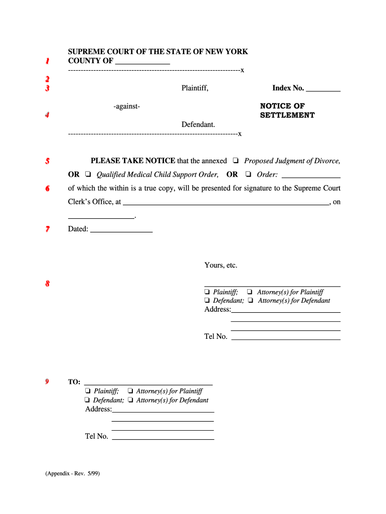 Get and Sign Ny Notice Settlement  Form