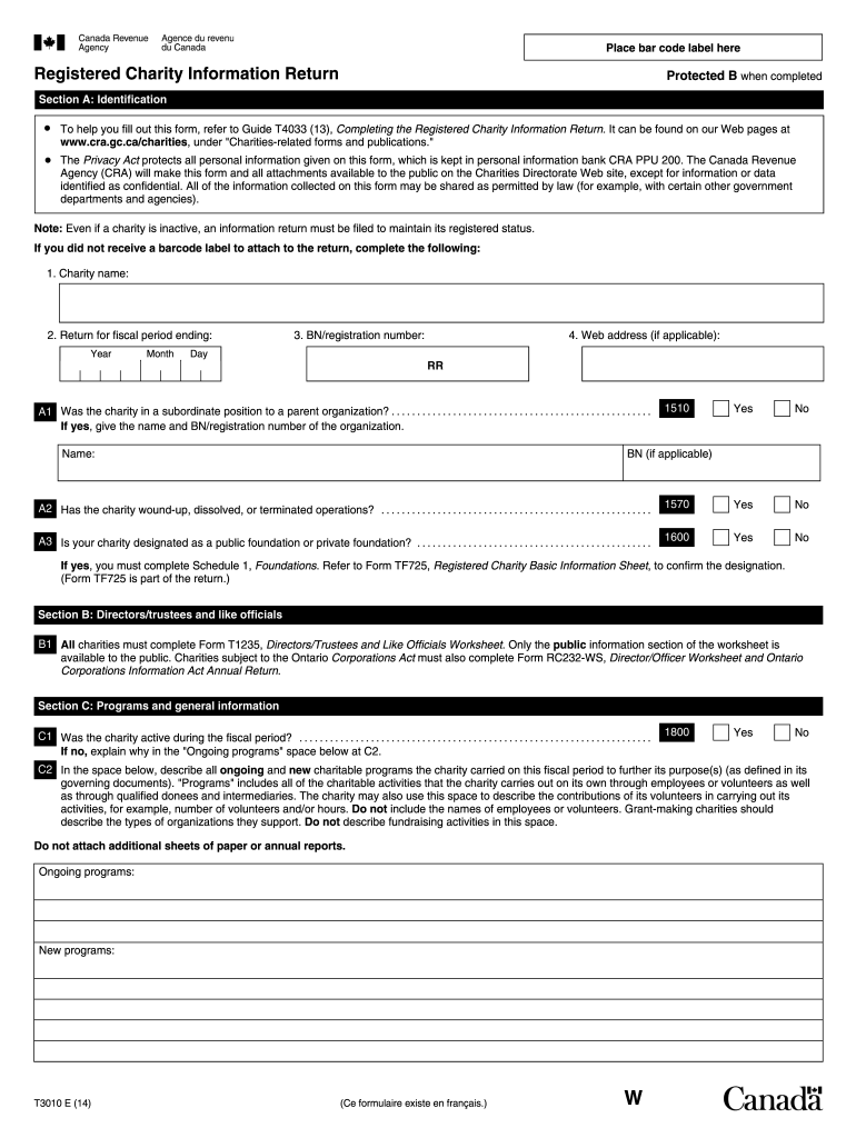  T3010 Form 2020-2024