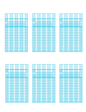 Blank Gridded Response Answer Sheet  Form