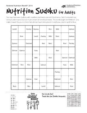 Nutrition Sudoku  Form