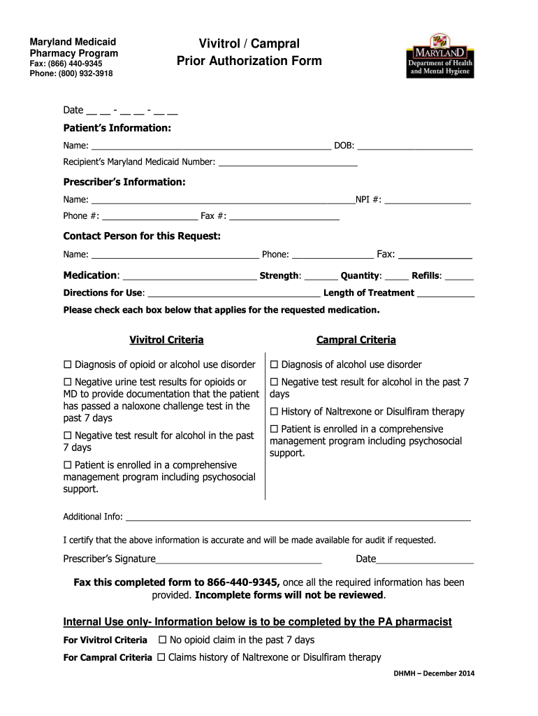  Maryland Auth Form 2014