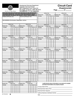 City of San Diego Circuit Card  Form