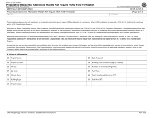 STATE of CALIFORNIA Prescriptive Residential Alterations that Do Not Require HERS Field Verification CEC CF1R ALT 05 E Revised 0  Form