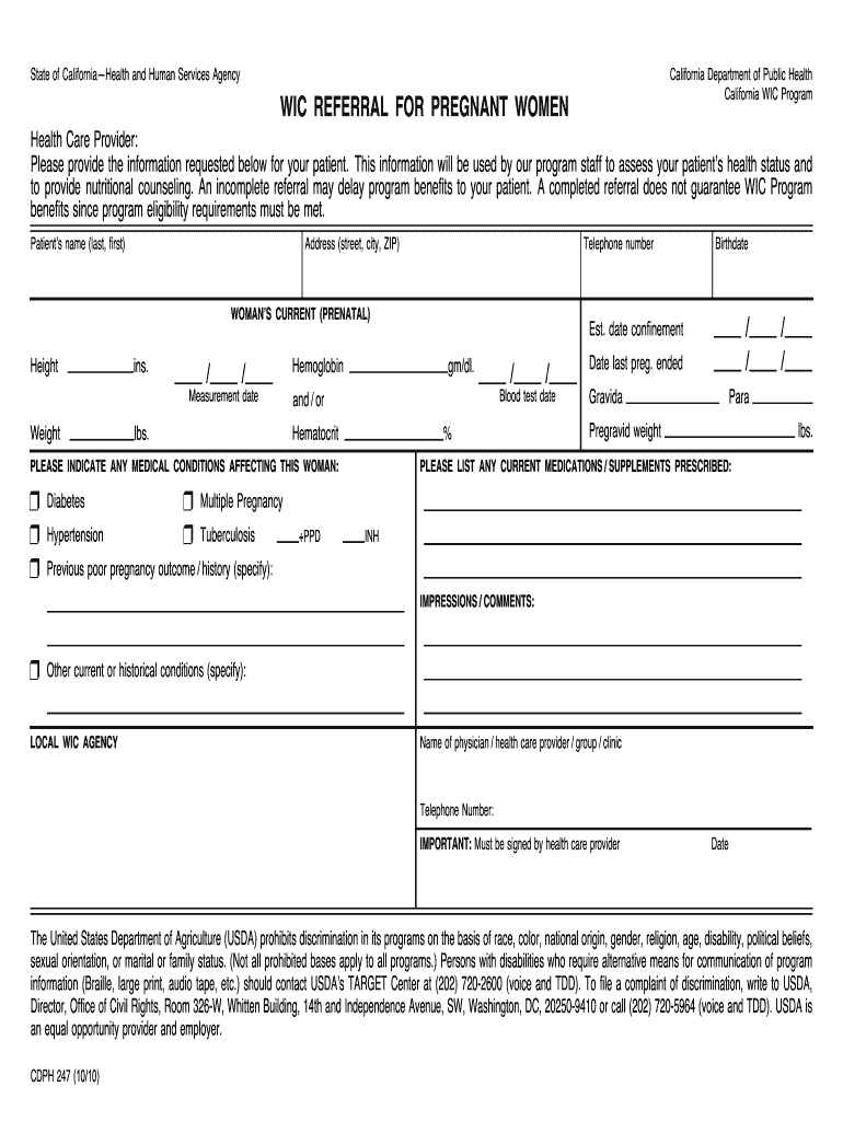  Pregnancy Confirmation Papers California Form 2010