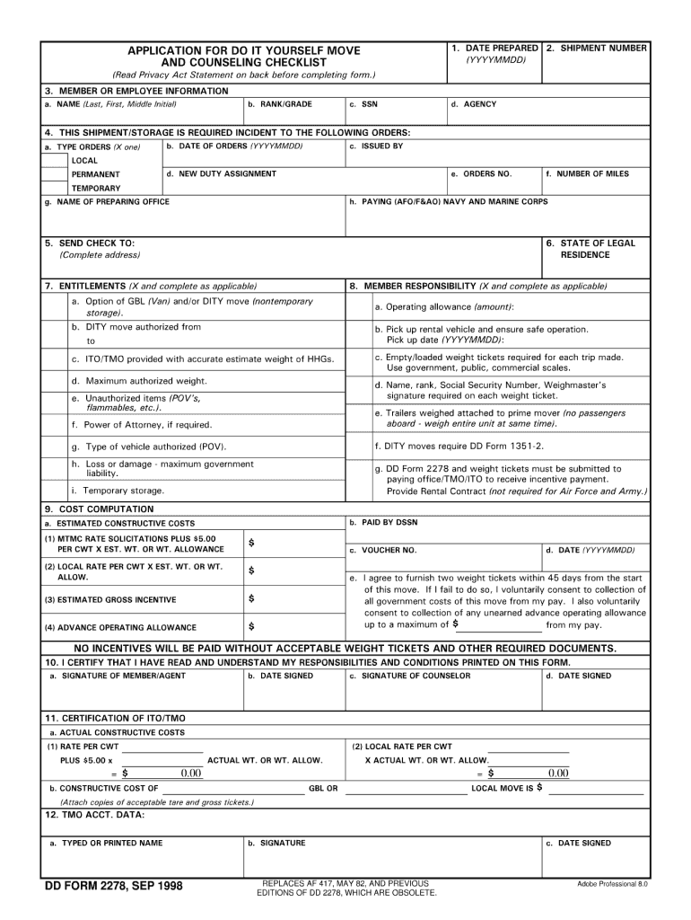 Dd Form 2278