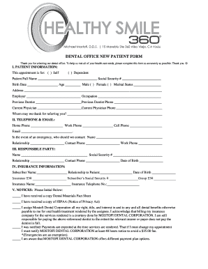 Dental Patient Information Form PDF