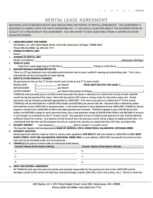 Lease Agreements for Kalamazoo Mi Form