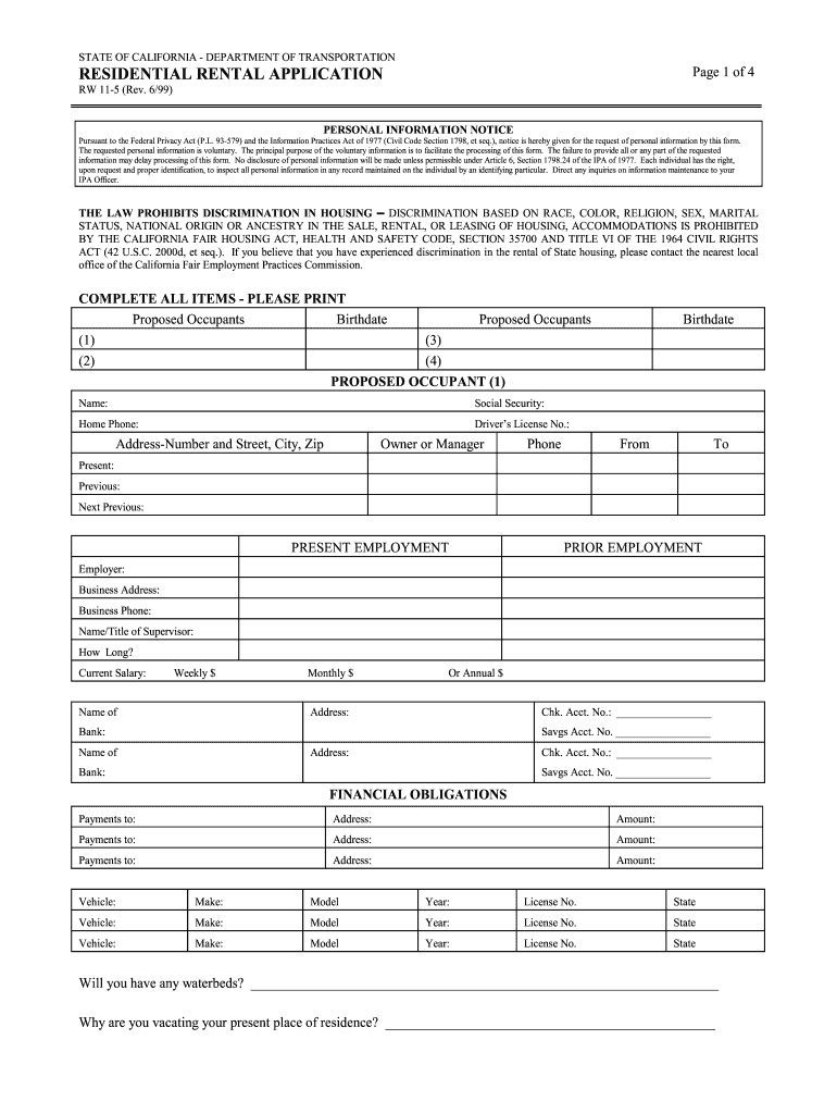 Where Application Rental PDF California  Form