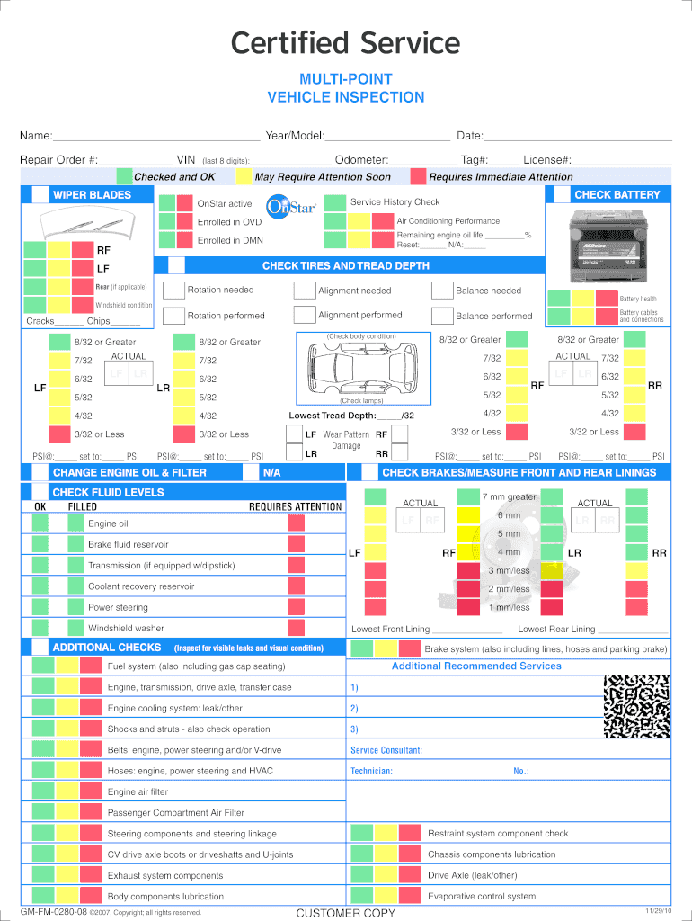 Vehicle Inspection Sheet PDF  Form