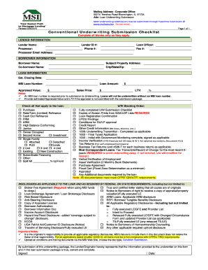 Underwriting Checklist  Form