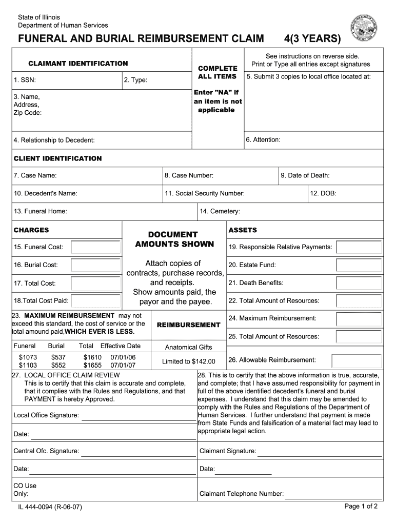 Funeral Reimbursement  Form