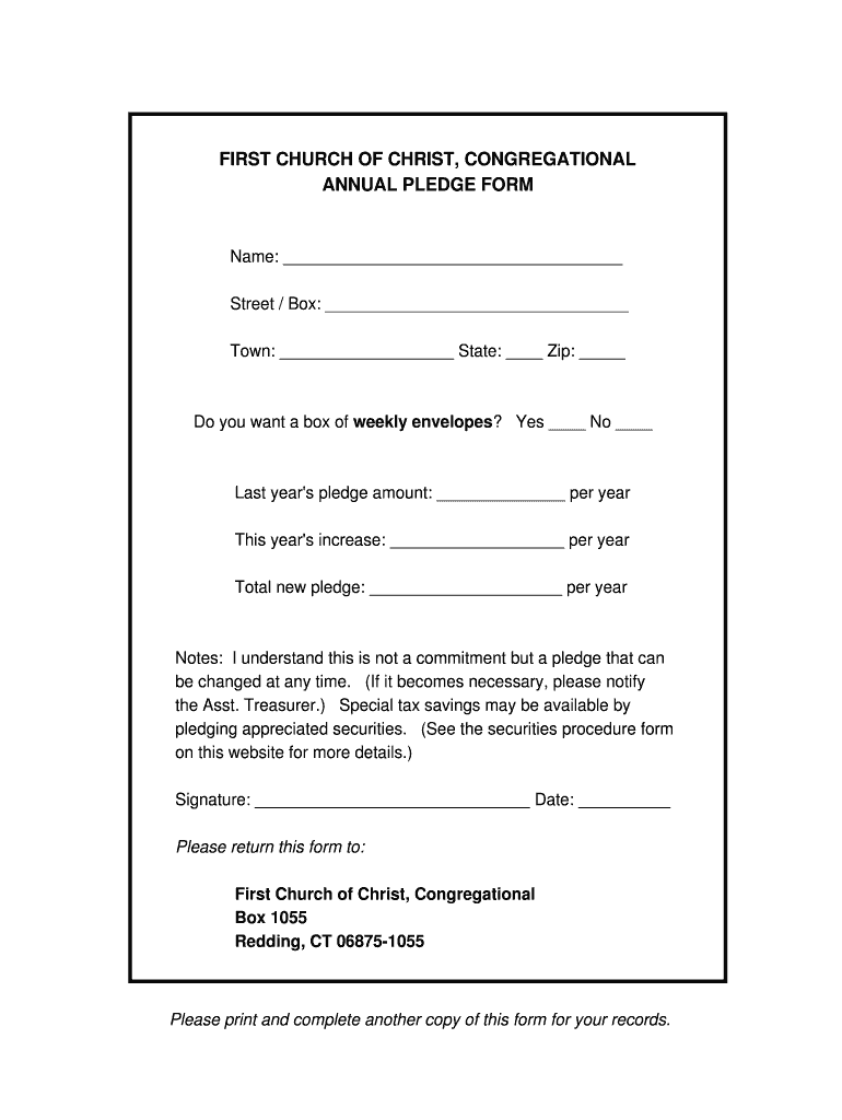 Sample Pledge Form for Church