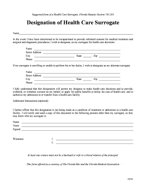 Florida Health Care Surrogate Form