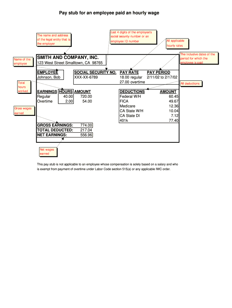 Employee Pay Stub  Form