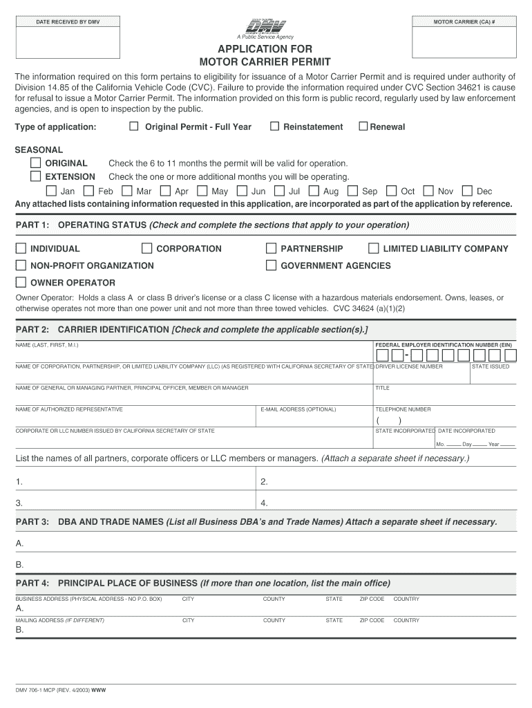  Dmv 706 Form 2003