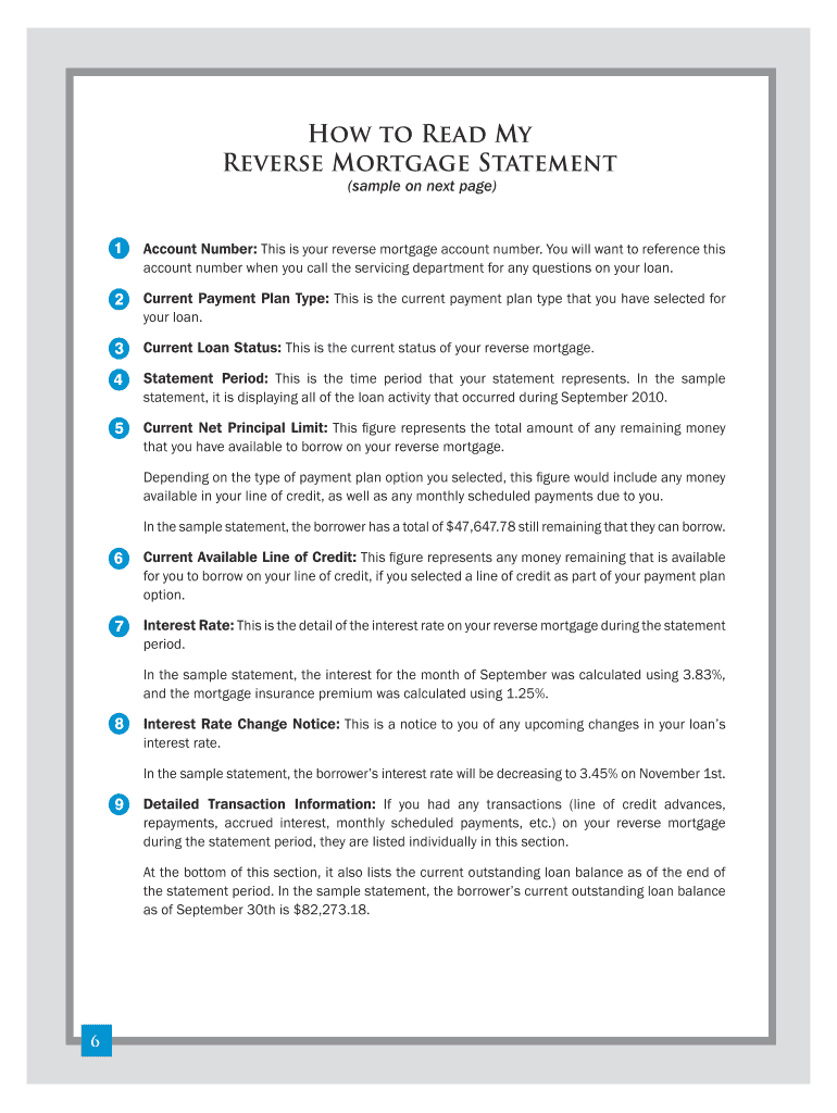 How to Read a Reverse Mortgage Statement  Form