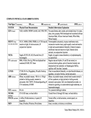 Heent Assessment Documentation  Form