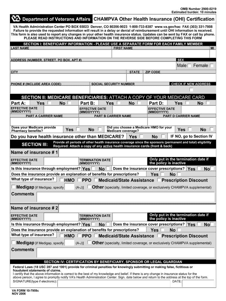  Champva Insurance Forms 2020-2024