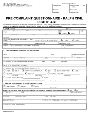Dfeh Complaint Form PDF