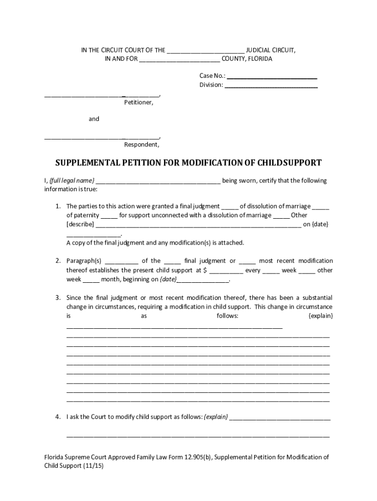  Petition Child Support  Form 2015