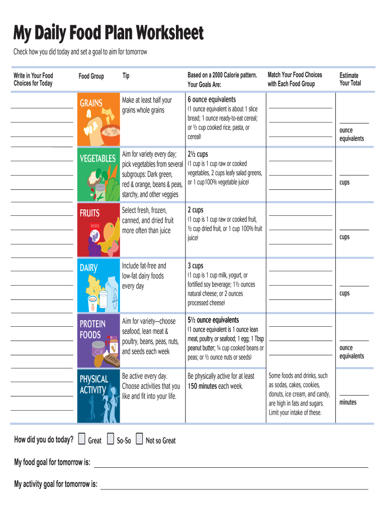 Food Plan Worksheet  Form