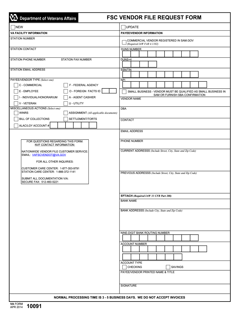  Va Form 10091 2014