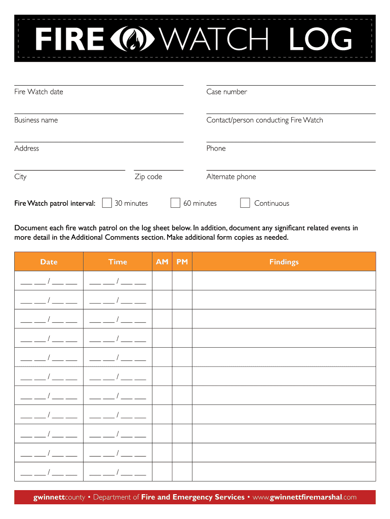 Firewatch Log  Form