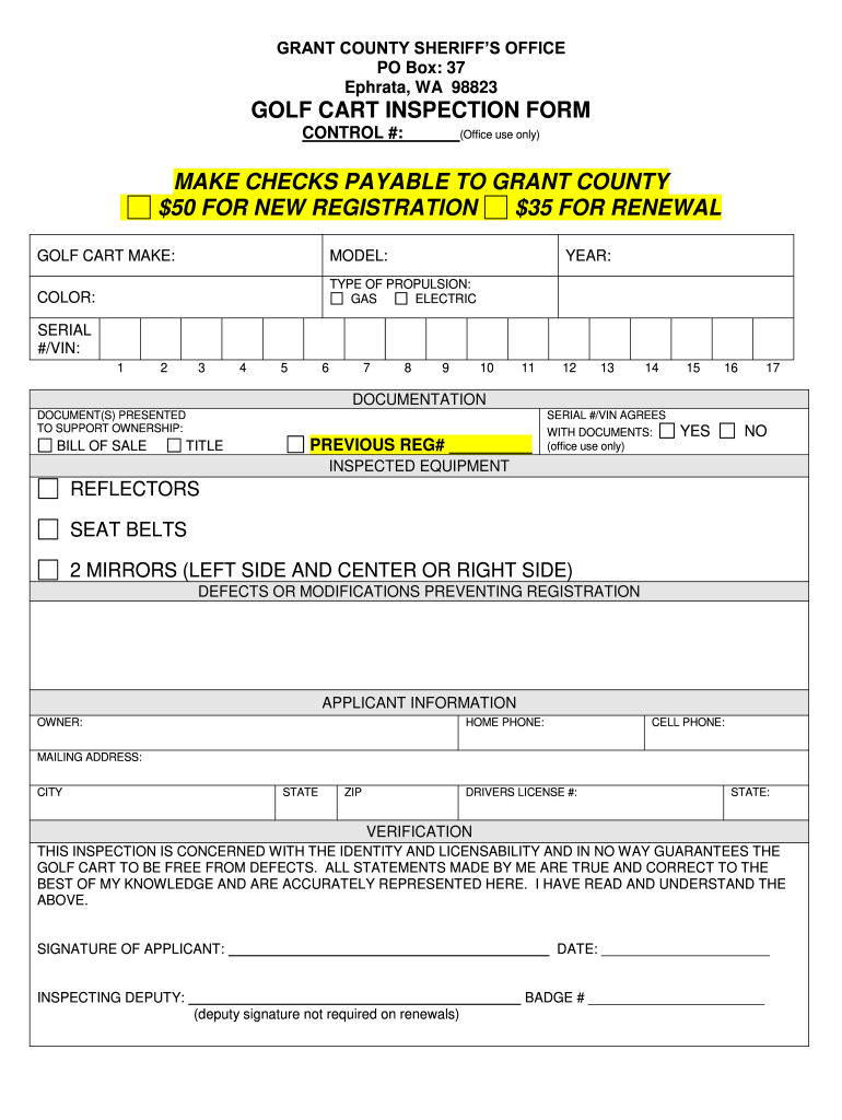 Cart Grant County  Form