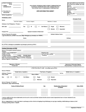 Poea Info Sheet Form Download