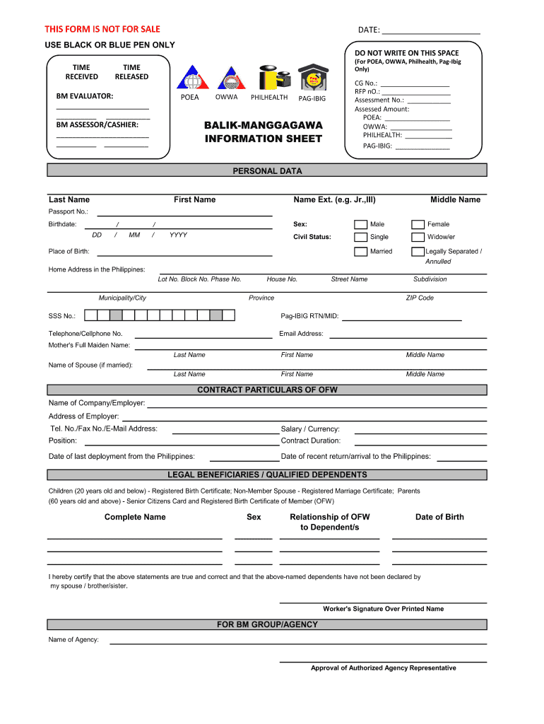 Poea Info Sheet  Form