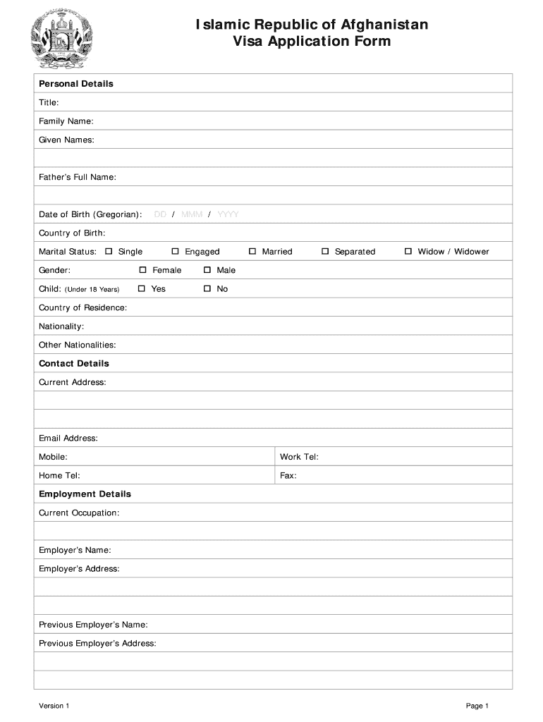 Visa Afghanistan Application Get  Form