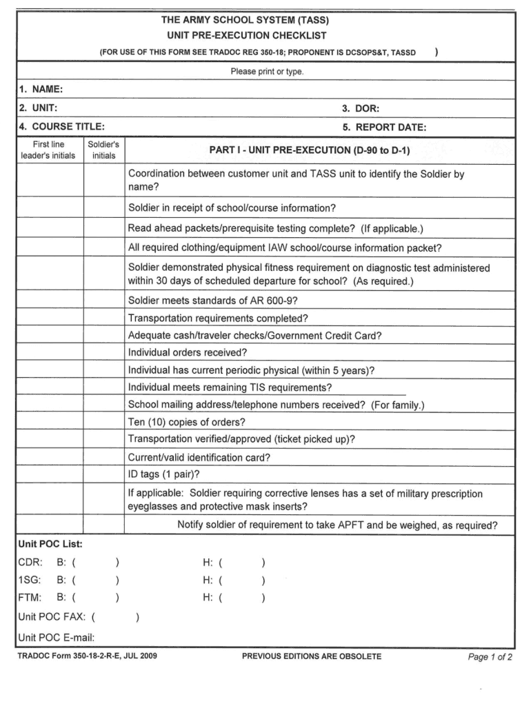  Tradoc Form 2009