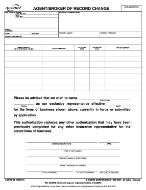 AGENTBROKER of RECORD CHANGE  Form