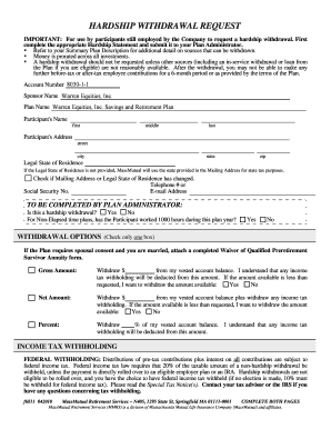 Massmutual Application for Hardship  Form