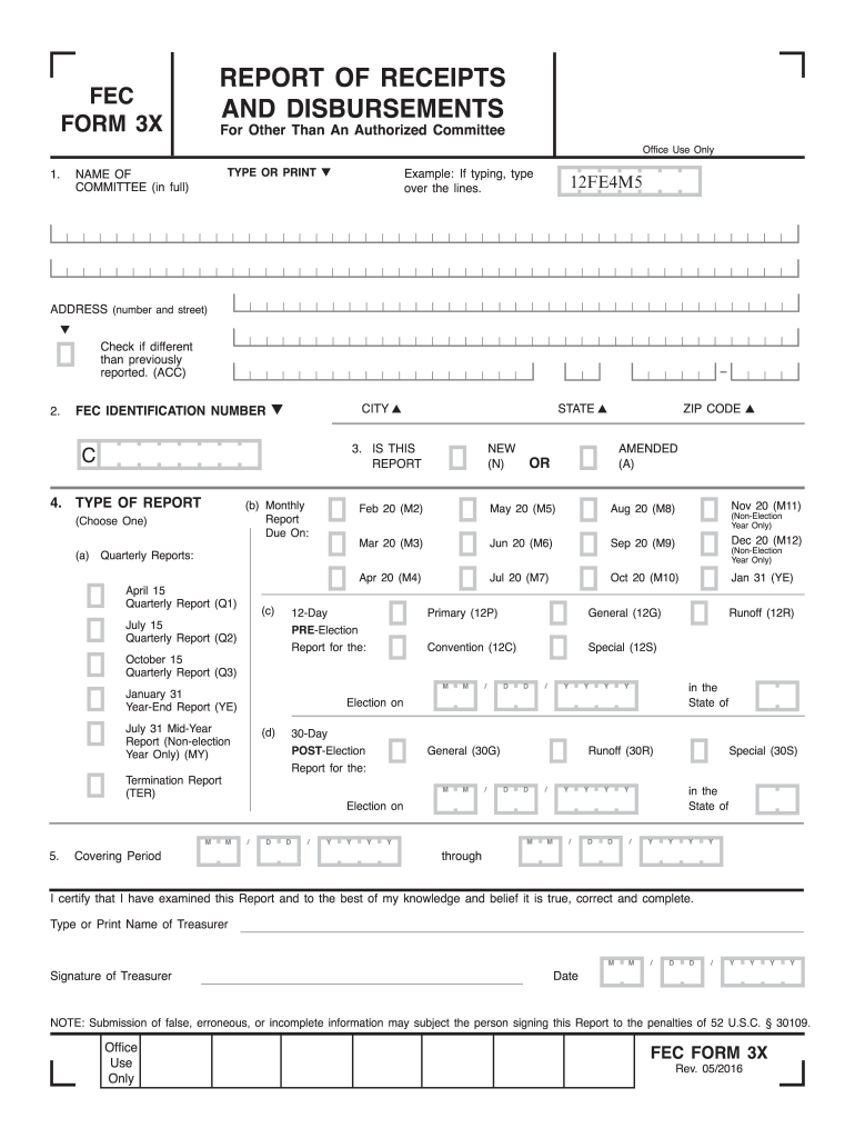 Fec Form 3x