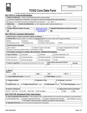 Tceq Core Data Form