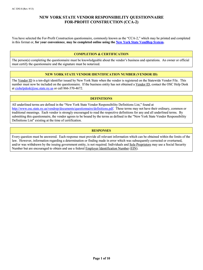  Vendor Responsibility for Profit Construction CCA 2 Osc State Ny 2012