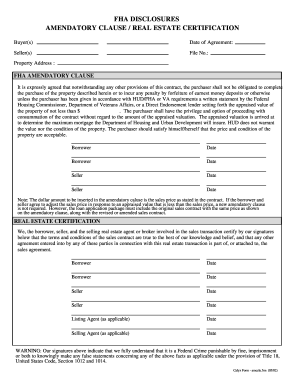 Blank FHA Amendatory Clause Form - Fill Out and Sign Printable PDF Template  | signNow