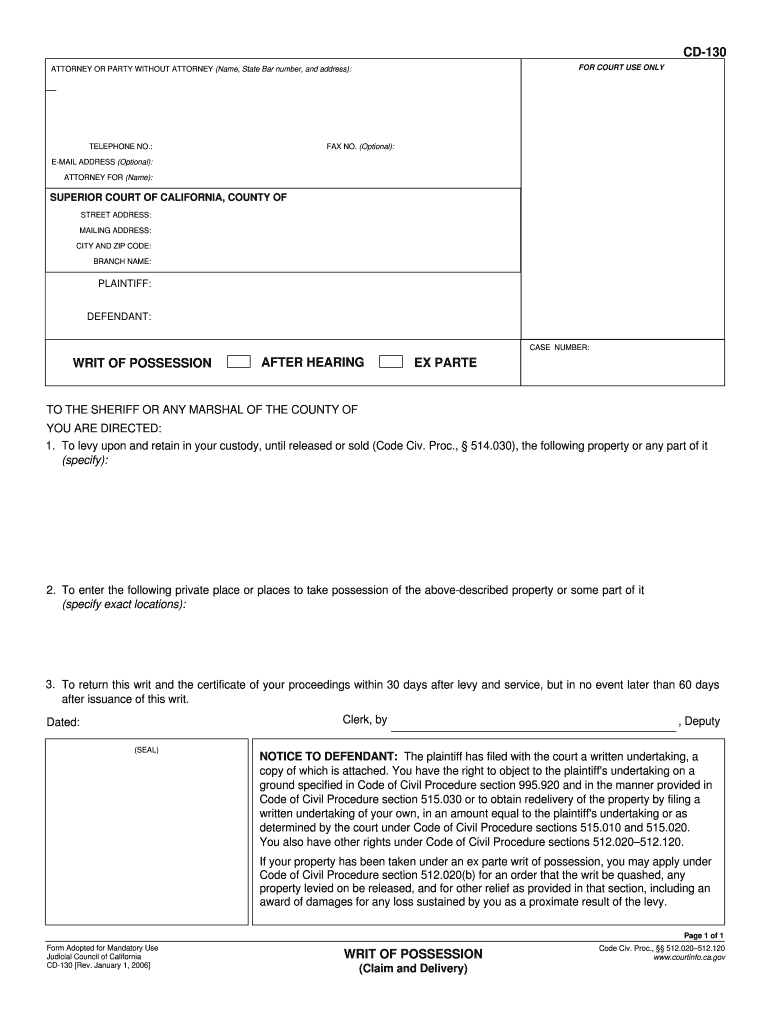 130 Claim Form Printable