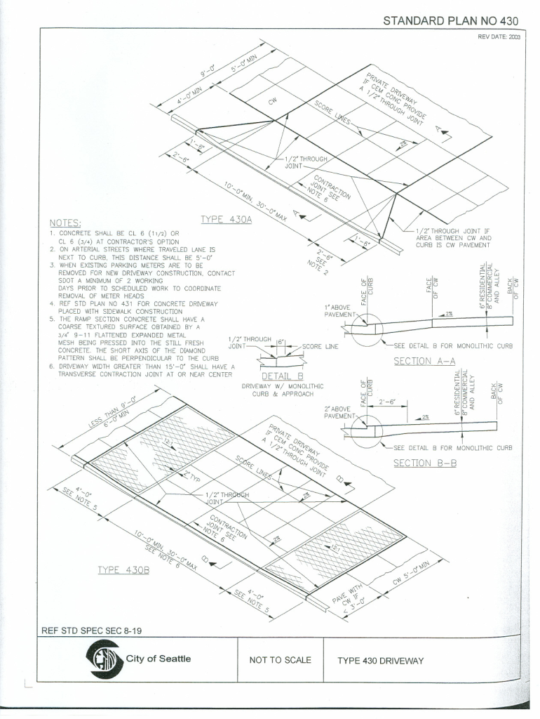 Standard Plans 430 and 431  Seattle  Form