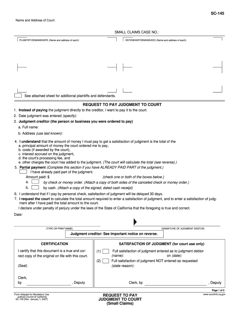 Judgment Court Small Form