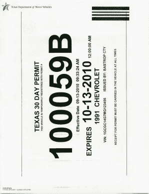 Texas Temp Tag Template
