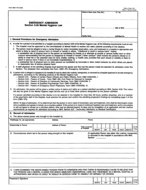 Form Omh 474 Emergency Admission